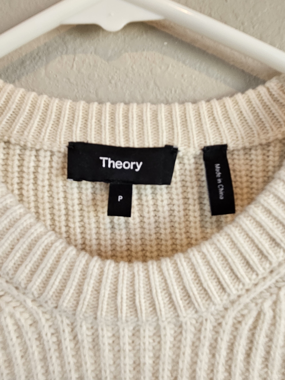 *SALE* Theory Ivory Ribbed Crewneck Sweater - Picture 3 of 13
